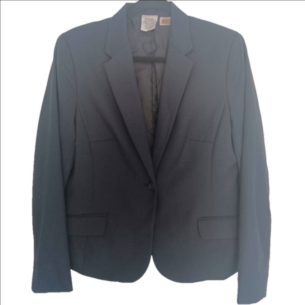 Cintas Blazer Jacket Women 10 Navy Blue Wool Blend Single Button Professional